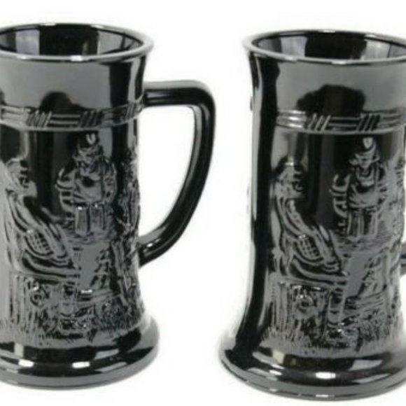 Japanese Black Ceramic Tall Mug Soldier Print - Picture 1 of 6